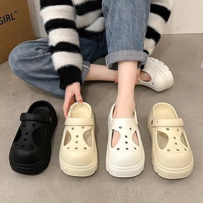 Fashion 2024 Women Clogs Slippers Hole Shoes Summer Outdoor Thick Sole Sandals Female Light Non-slip Home Couple Beach Slippers