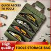 1pc Heavy Duty Oxford Tool Roll Bag, Large Foldable Organizer with 5 Pockets for Carpenter Electrician Plumber, Gift for Men