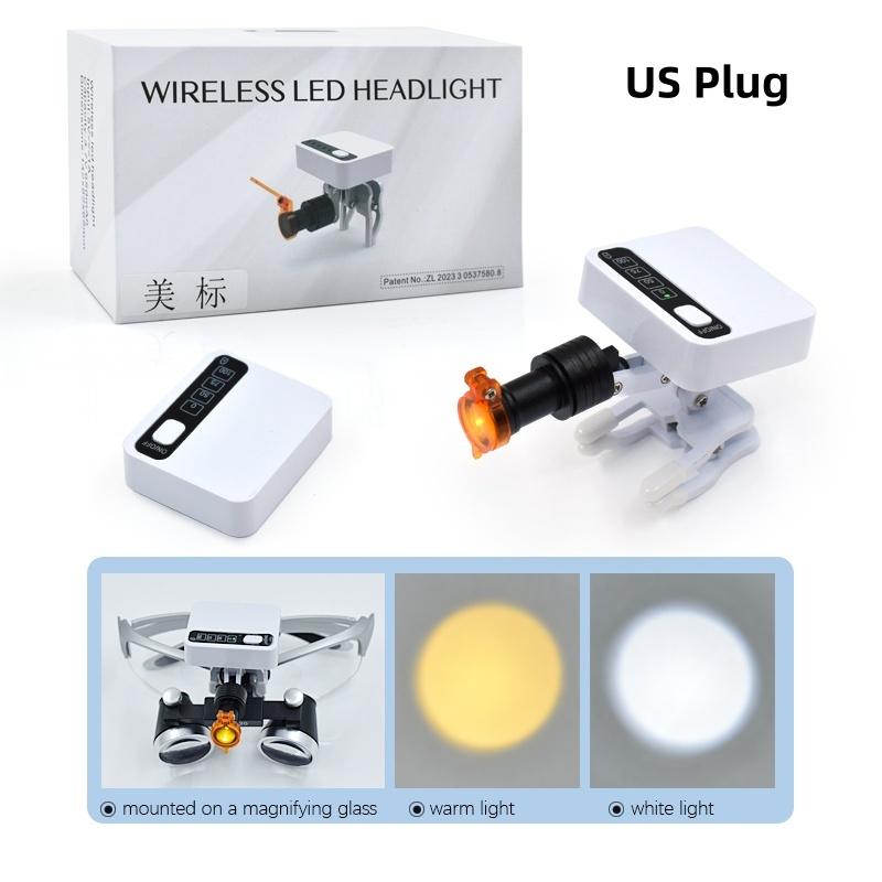 Dental Wireless Headlight 5W Magnetic Clip Head Lamp with 2 Batteries for Dental Binocular Loupes Adjustable Brightness Lamp
