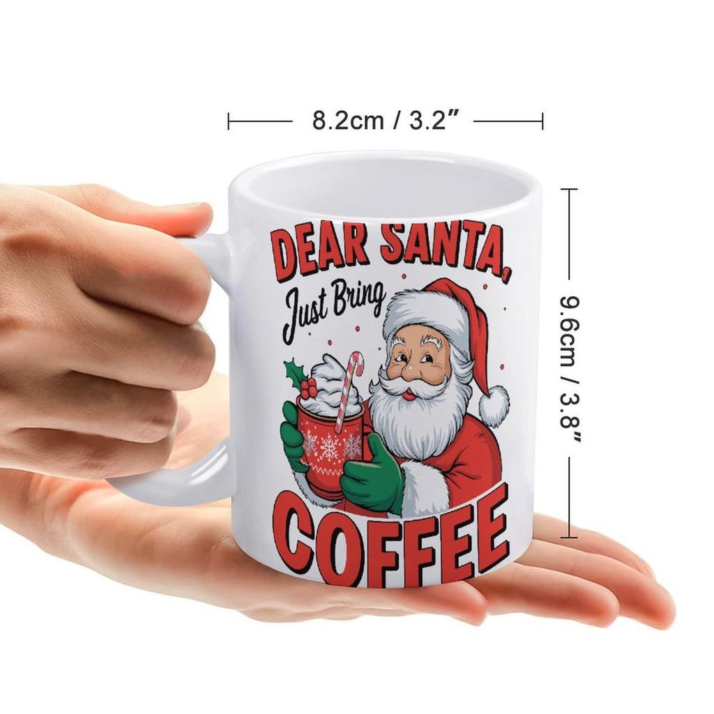 11oz White Coffee Cup with Dual-Side Print and Smooth Handle, Perfect for Warm Drinks During Office Work, Reading or Relax Time