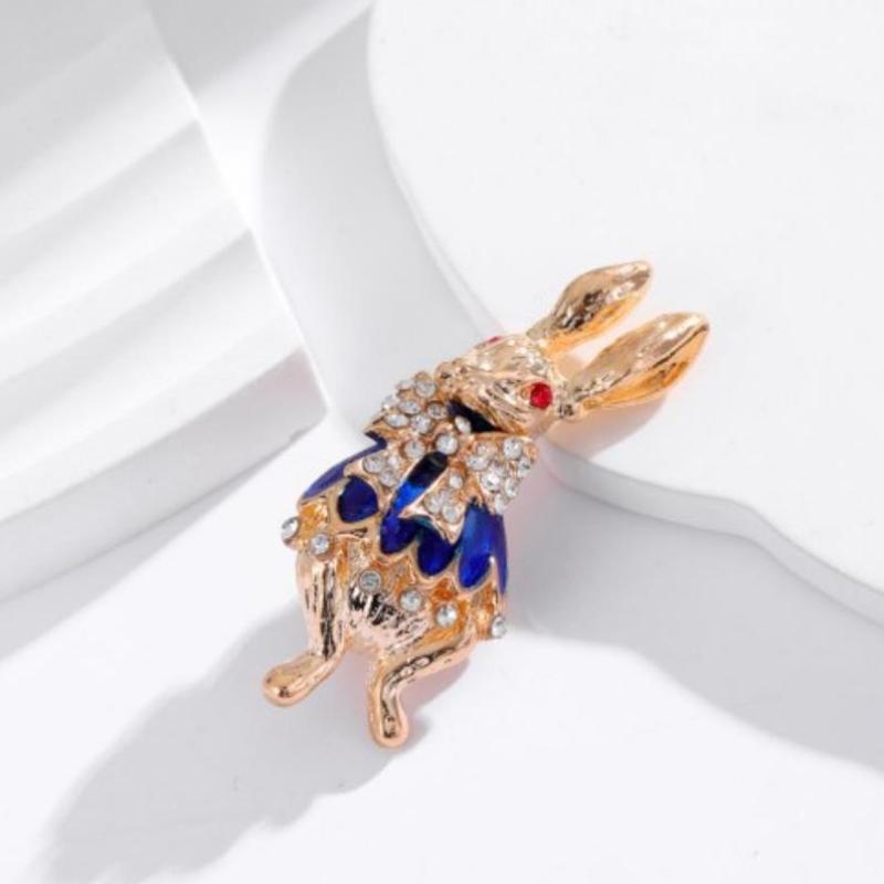 [HS][LA]1Pc Retro Rabbit Glazed Rhinestone Brooches For Women Clothing Coat Jewelry Accessries Gift