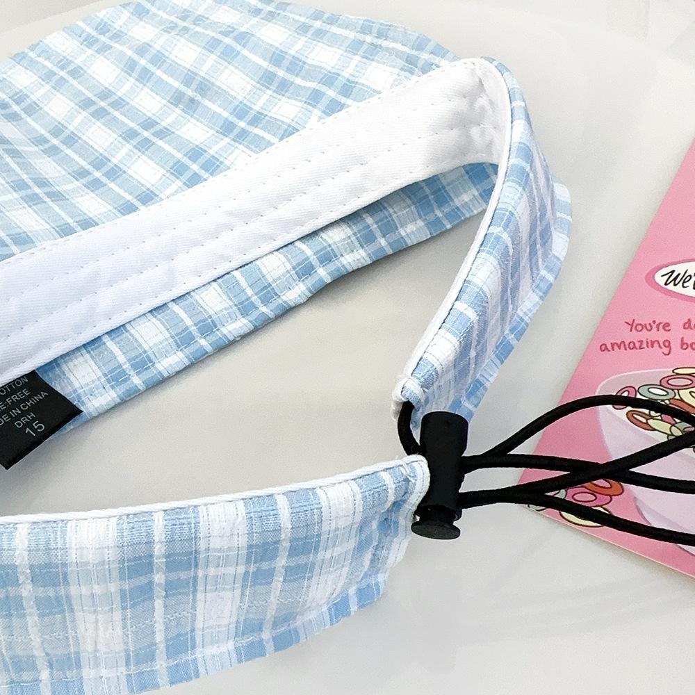 Sommer Japanischer Stil Süß Klein Frisch Kariert Hohl Oberteil Hut Weiblich Verstellbar Reise Sonnenschutzhut Gesicht Kleiner Sonnenhut