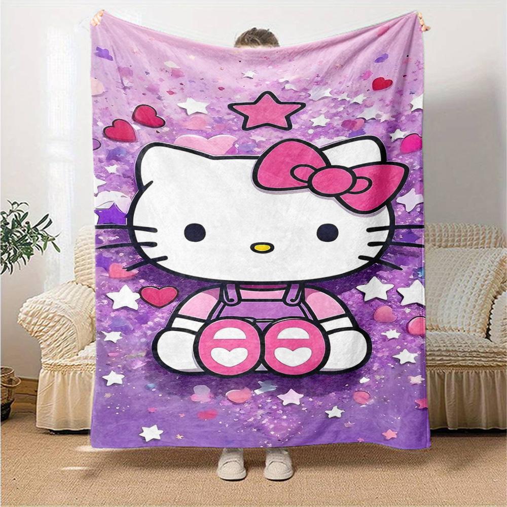1pc Purple, stars, Kitty blanket Lightweight Flannel Throw for Sofa Bed Travel Camping Livingroom Office Couch Chair