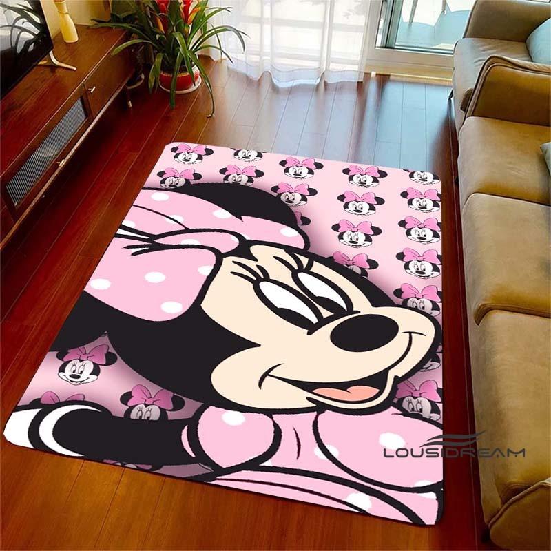Cute Pink Minnie Mouse Cartoon Rug, Suitable for Living Room, Bedroom, Kitchen, Hallway, Children's Non-slip Floor Mat,