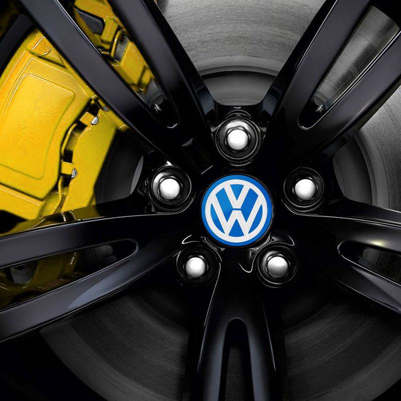 4pcs 56MM Car Wheel Center Hub Cap Logo Stickers Rim Cover Emblem Decal For Volkswagen Golf-7 4 5 6 CC T-ROC Sharan Passat B5 6 7 Polos Tiguan