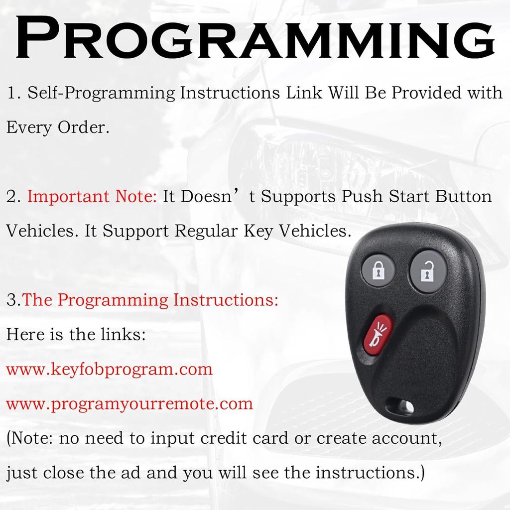 Keyless Entry Remote Control Key Fob Replacement Fits for Chevy Silverado 1500 2500 HD 2003-2006 Avalanche Equinox SSR Suburban Tahoe GMC Sierra