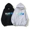 American Niche Rap Trendy Brand Trapstar Blue and White Towel Embroidered Fleece Hooded Sweater Men's and Women's Casual Hoodie