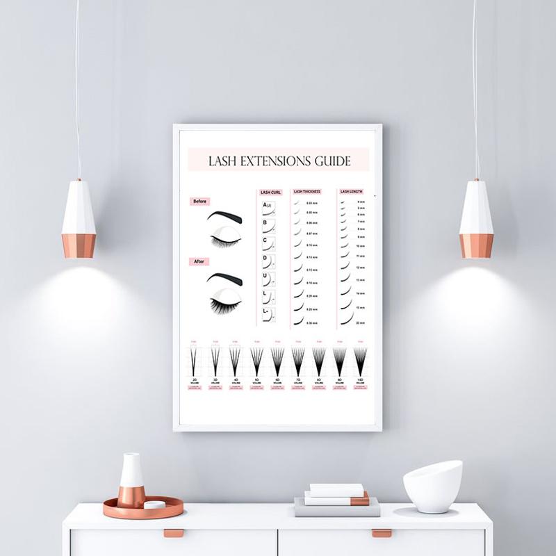 Makeup Wall Art Eyelash Extension Style Guide Posters and Prints Eyelash Technician Business Form Canvas Painting Decor Picture