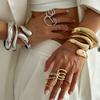 Ingemark 4 Styles Punk Smooth Water Drop Spring Bangles for Women Vintage Gold Color Geometric Bracelets Party Men Jewelry Gift
