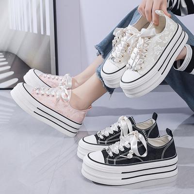 Platform Canvas Shoes Student Board Shoes Casual Versatile Trendy Single Shoes Little White Shoes