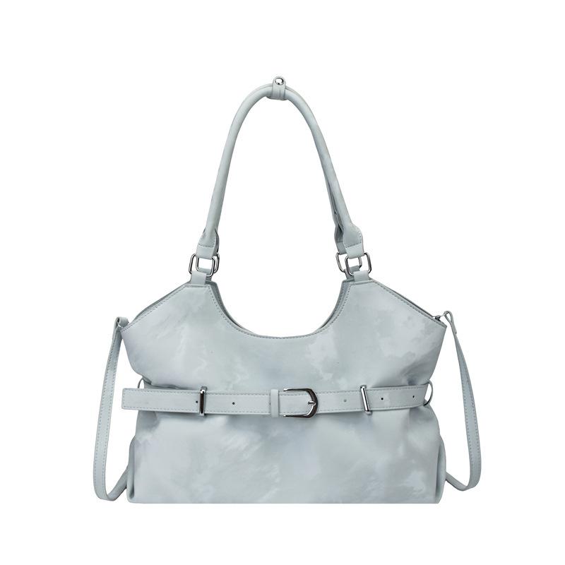 

Korean Fashion Shoulder Bag, Belt Buckle Design Solid Color Underarm Bag Large Capacity Zippered Crossbody Bag Casual Commut Bag синий