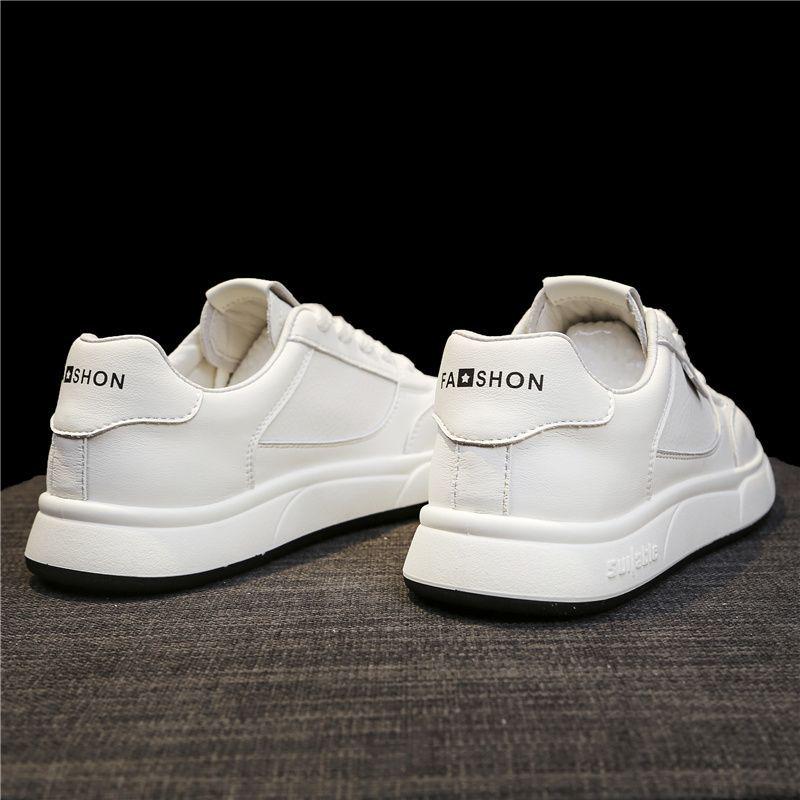 Women's Versatile Thick-Soled White Leather Sneakers for Spring & Autumn - Casual Sports & Skate Shoes