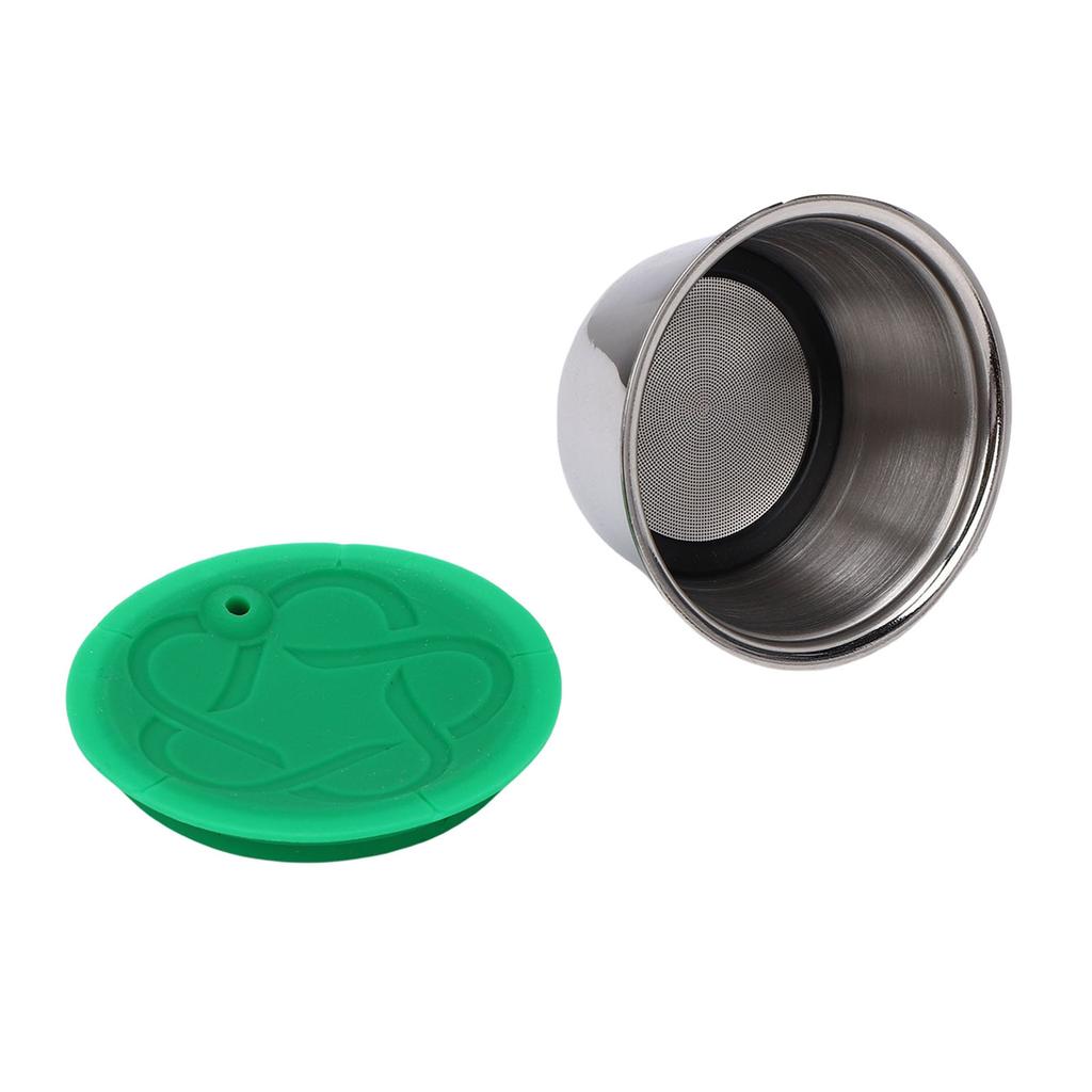 Reusable Coffee Capsule Fit for Dolce Gusto Machine Stainless Steel Silicone Refillable Coffee Filter Pod with Tamper
