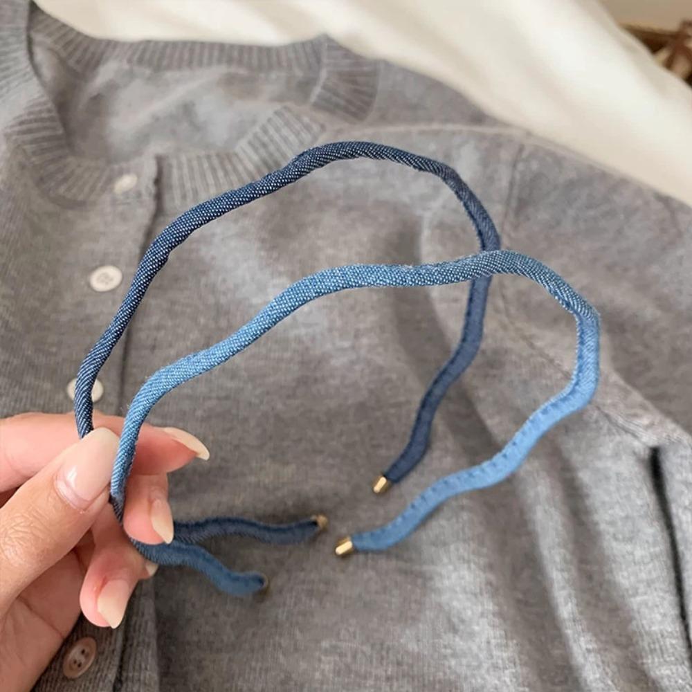 2pc Fashion Slender Denim Vintage Hairbands Retro Headbands for Women Girls Easy Matching Hair Bands Hoop Accessories