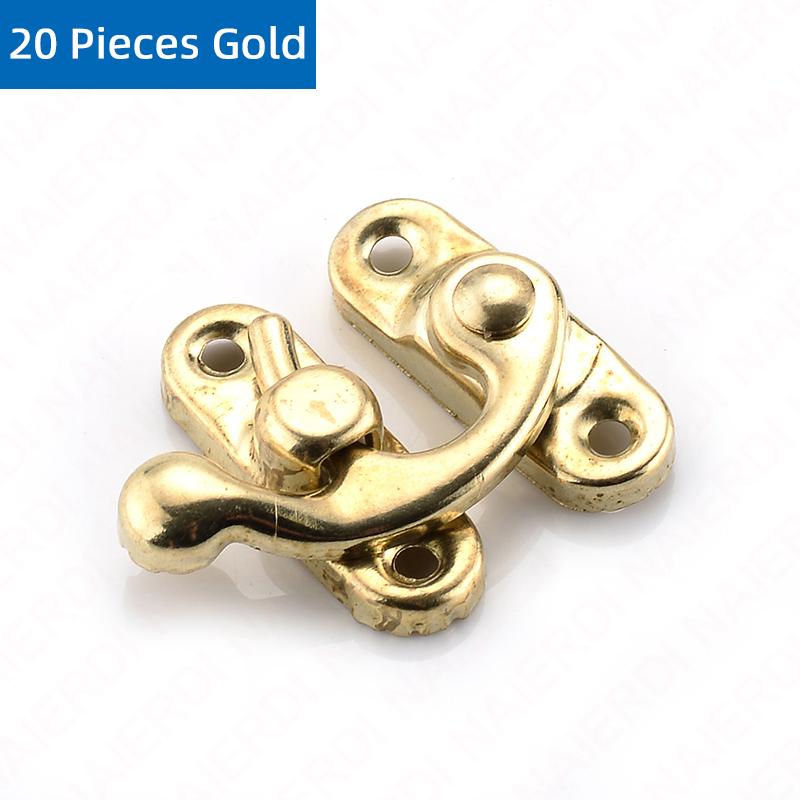 NAIERDI 2PCS Small Antique Metal Lock Decorative Hasps Hook Gift Wooden Jewelry Box Padlock With Screws For Furniture Hardware