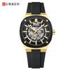 CURREN 8485 Men's Casual Waterproof Hollow Mechanical Watch with Rubber Strap