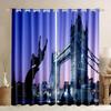 2ks London Building Window Curtains Tower s motivem Anglie Retro Londýn Silné zatemňovací okenní závěsy Cestovní scenérie Slavné město