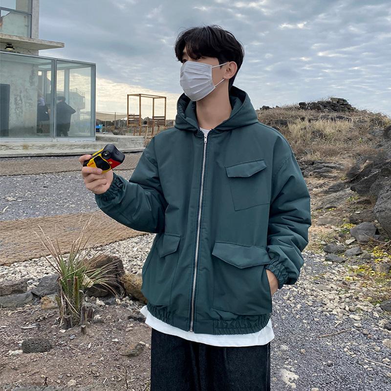 

Мужское зимнее утолщенное новое хлопковое пальто в японском стиле с капюшоном, хлопковая куртка в корейском стиле 2XL