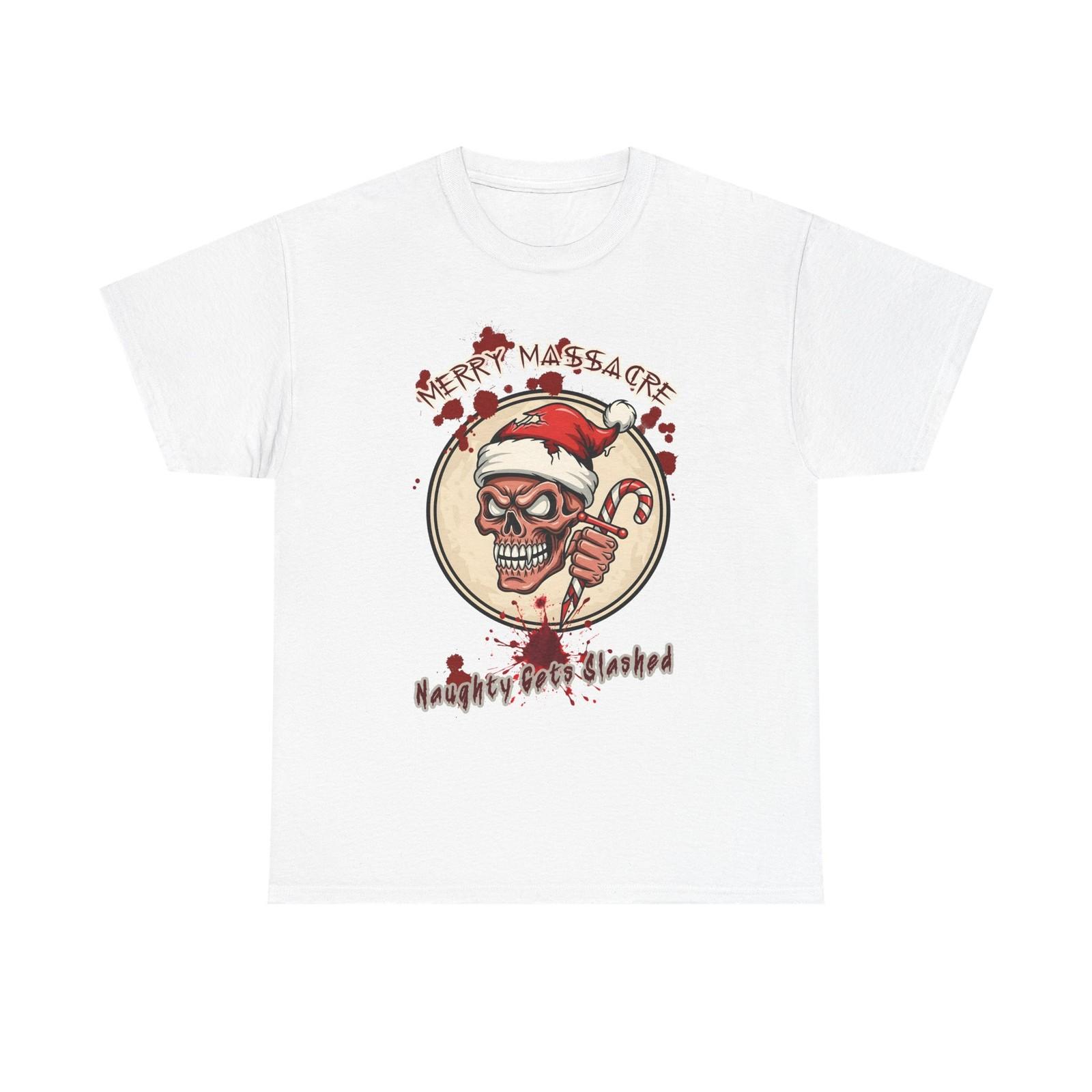 Santa Slasher Skull T-Shirt Creepy Horror Xmas Tee Funny Dark Christmas Gift S