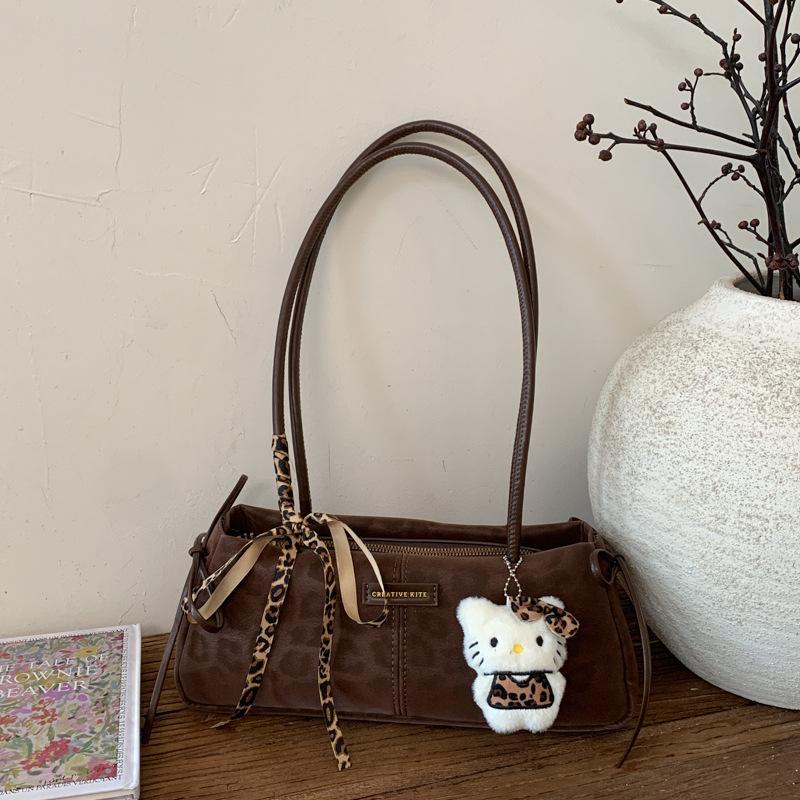 

Commuter Retro Niche Leopard Print Bag, New Fashionable Single Shoulder Underarm Bag, High-end Feel, Hand-held Handle Bag
