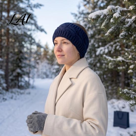 Knitted Headband with Fleece Lining Winter for Women Soft Lined Thermal Hair Running Gear Women Band Thickened Plush Ear Warmer Cold Weather Outdoor