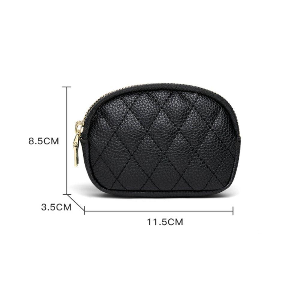 New Double Layer Coin Purse Zipper Multifunctional Key Bag Portable PU Small Handbag