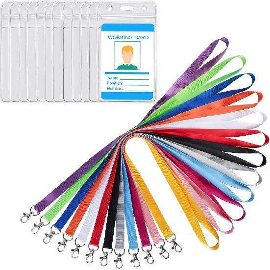 YOUOWO Lanyards 12 Pack Neck Office Lanyard 12 Colors White Blue Black Apple Green Red Pink