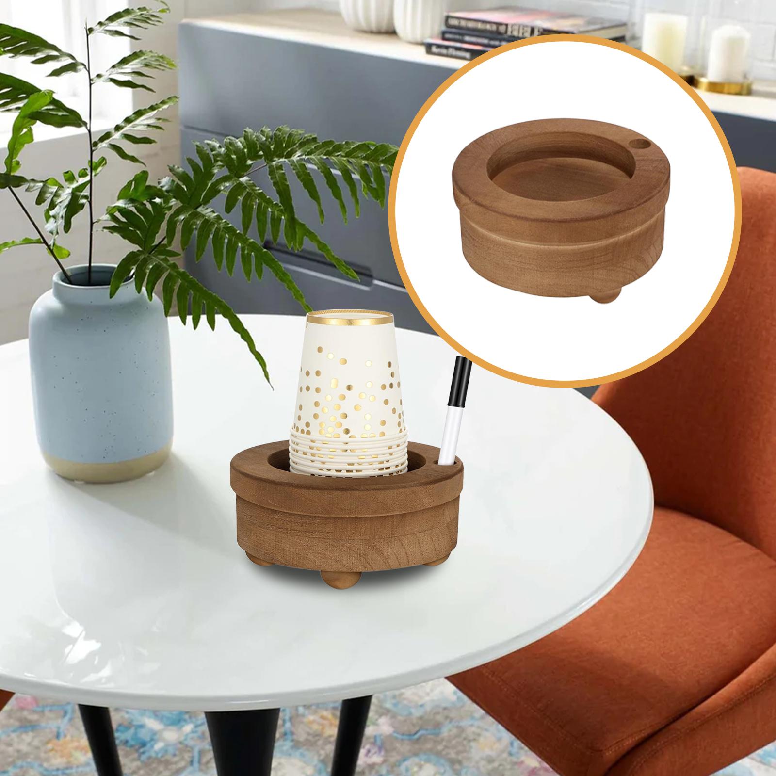 

Wooden Cup Holder Rustic Disposable Cup Organizer Storage Rack Cup Dispenser for Desktop Social Gathering Bathroom Kitchen Decor