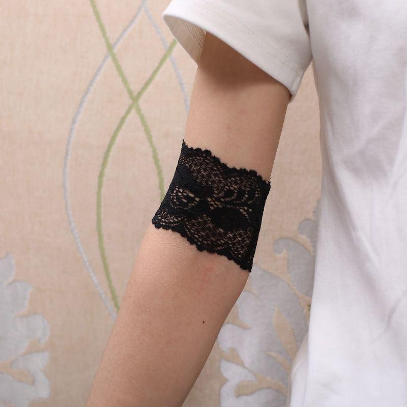 

Women s Thin Sun-Proof Scar Tattoo Lace Elbow Protector Black (length 6cm)