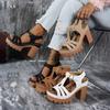 Ethnic Style Roman Car Line Sandals Summer T-heels with Casual European and American Thick Heels Women's High Heels