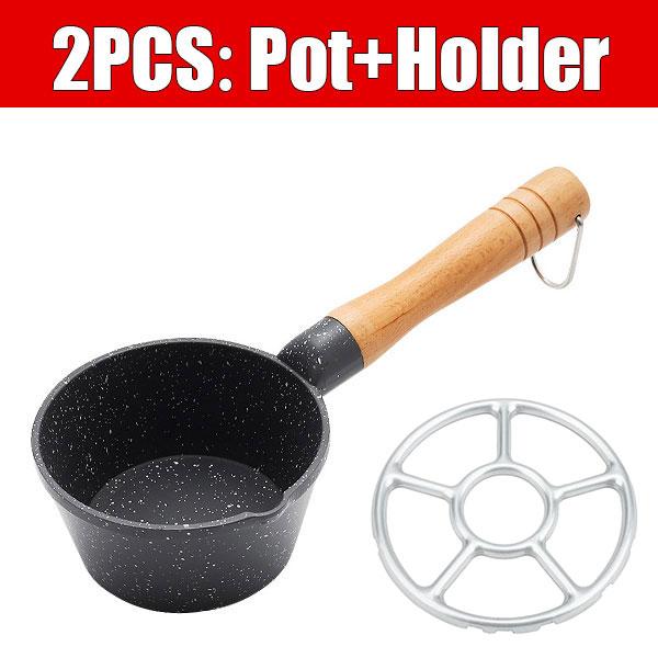 Nonstick Mini Sauce Pan Small Soup Pot Milk Pan Wooden Handle Hot Oil Pan Butter Melting Pot Cooking Saucepan with Pour Spout