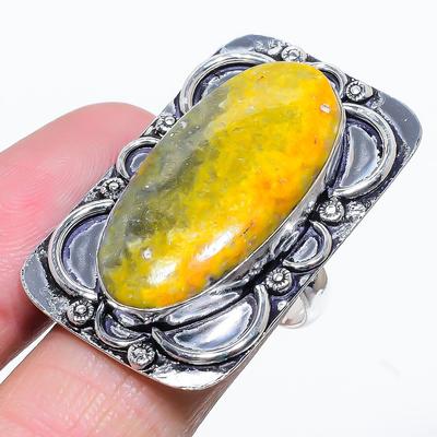 Natural Bumblebee Jasper Gemstone 925 Sterling Silver Gift Ring Size 8.5 L2Q73