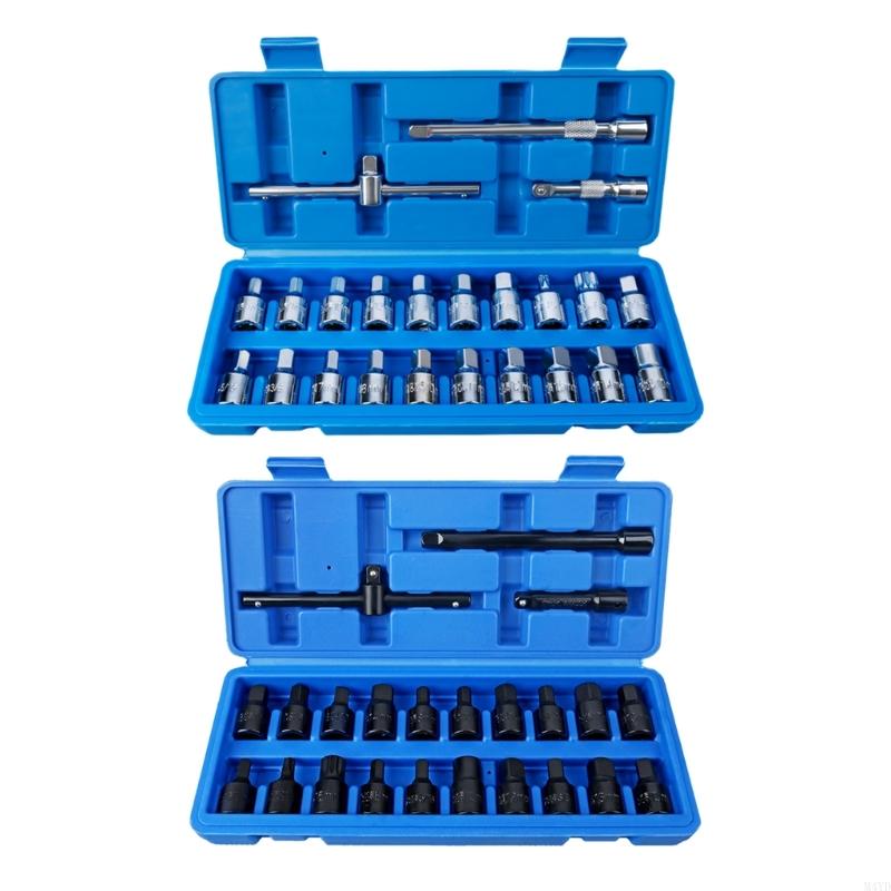 Multiple Point Oil Drain Plug Socket Set With Extension Bar And Handle For Car Truck Maintenance DIY & Professional Use M4YD