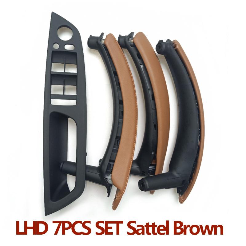 LHD Upgraded Interior Door Handle with Leather Cover Assembly Full Set For BMW X5 X6 E70 E71 E72 2007-2014
