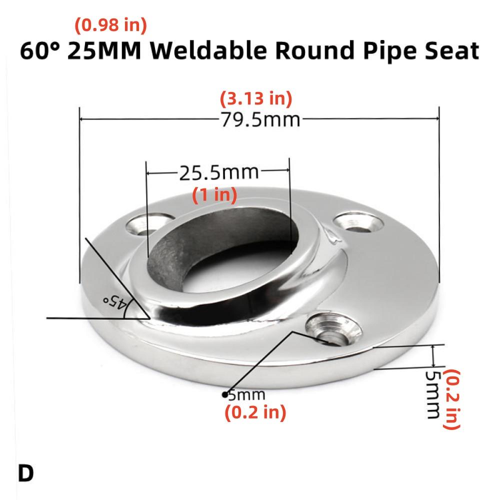 Suport tub rotund sudabil Balustradă punte iaht marin Suport balustradă Hardware Fitinguri oțel inoxidabil 316