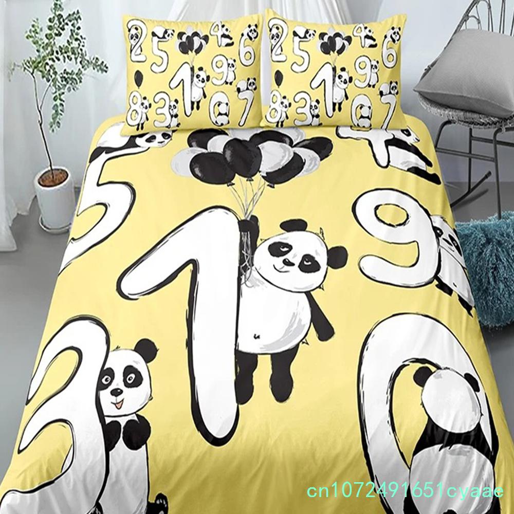 Set Biancheria da Letto Panda Stampa 3D Copripiumino Morbido Con 1/2 Federe Per Bambini Adulti Microfibra Ragazza Bambini Copripiumino