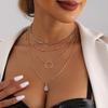 Foreign trade jewelry fashion multi-layer metal chain water drop imitation diamond circle set neck chain stacked collar Spice girl