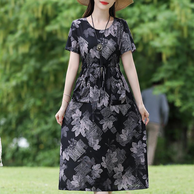 Elegant Dresses for Women Plus Size Casual Short Sleeve Vintage Long Dress Summer Clothes