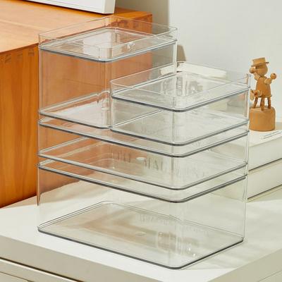 Desktop Storage Box Transparent Dust-proof Covered Organization Box Office Desk, Stationery Desk Small Sundries Box