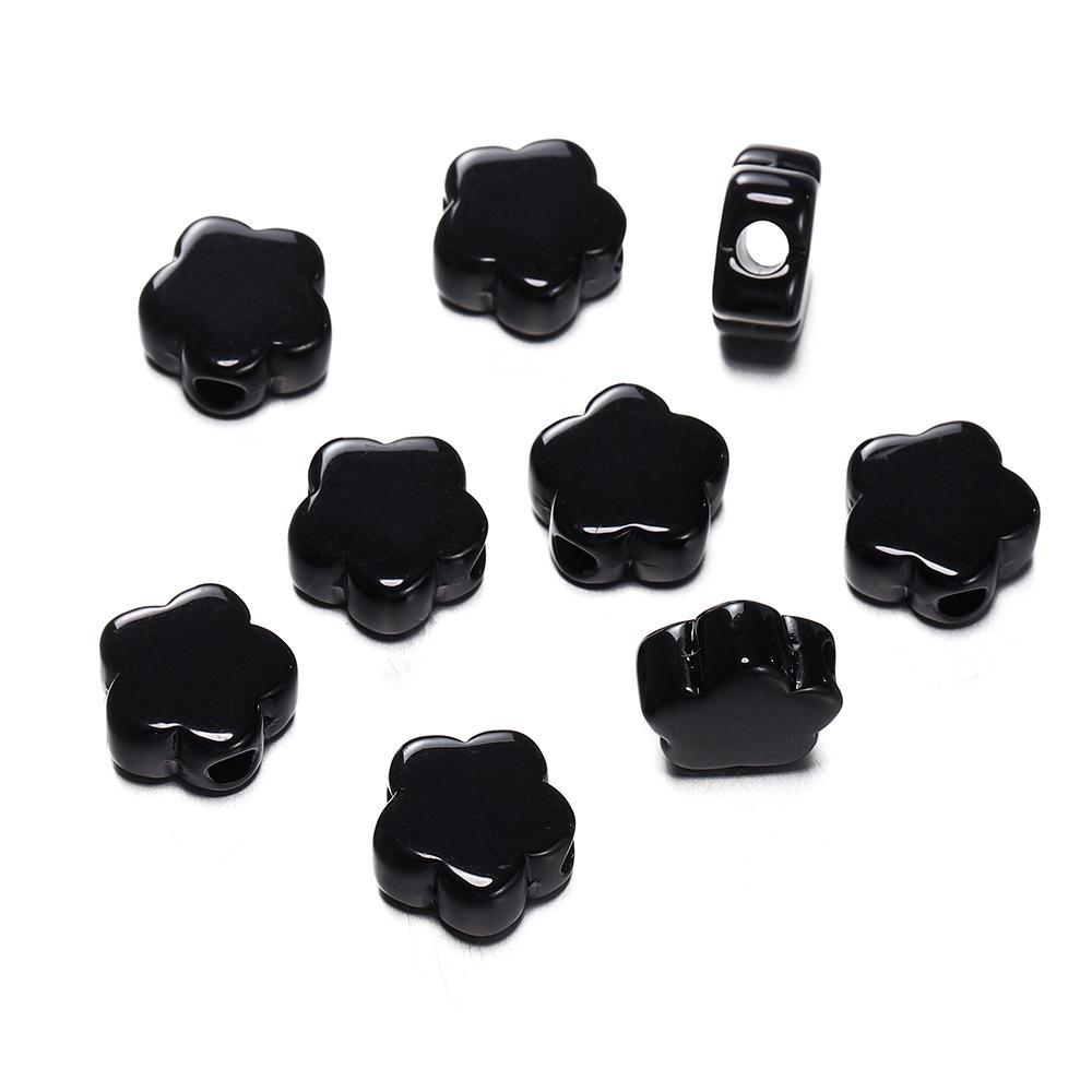 10 шт./лот 15 мм Акриловые Цветы Бусины Большое Отверстие Разделитель Россыпные Бусины для DIY Браслета Ожерелья Изготовления Украшений Аксессуары Принадлежности чёрный