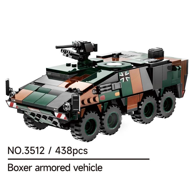Non-Toxic 438Pcs Modern Military Boxer Armor Vehicle Building Blocks Fighting Car Model Sets Brick Children Kids Toys Diy Toys Gift
