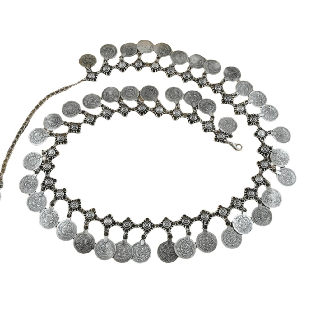 Punk Style Long Tassel Latin Dance Belt Bohemian Belts Ethnic Style Metal Belt Women Waist Chain