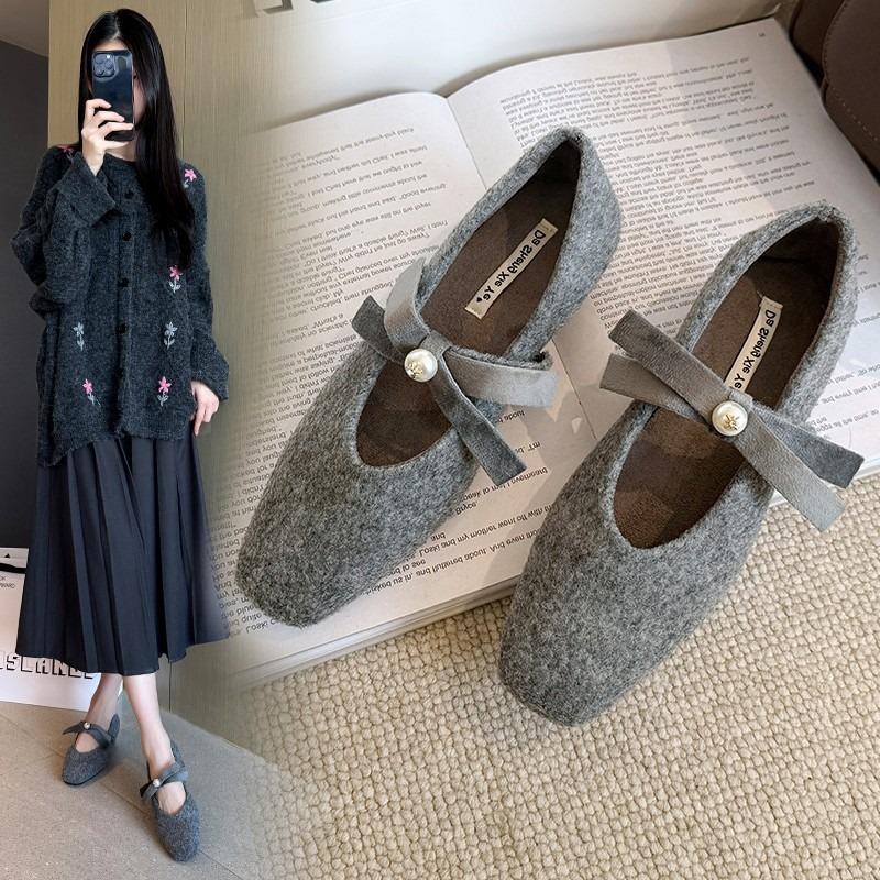 Französische Schleife Damen Plateau-Absatz Party-Schuhe Elegante Damen Herbst Winter Neu Dicker Absatz Mary Jane Schuhe Zapatos Mujer