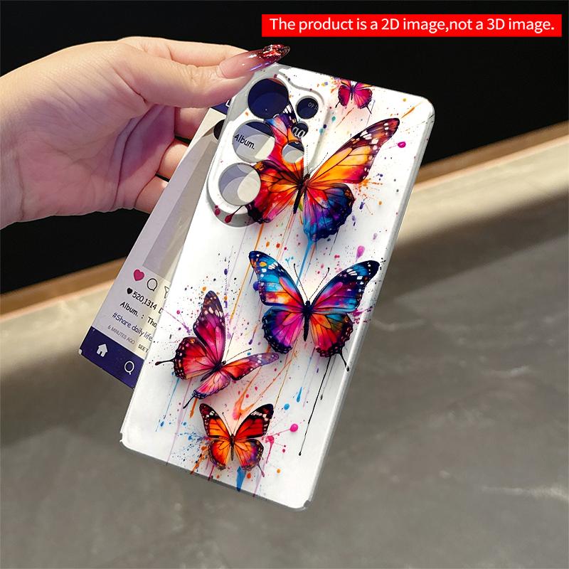 2DFlat Samsung Phone Case Vibrant Butterfly Splash Art Phone Case Applicable To Galaxy S22 S23 S24 S25ULTRA S26 A12 A13 A14 A15 A16