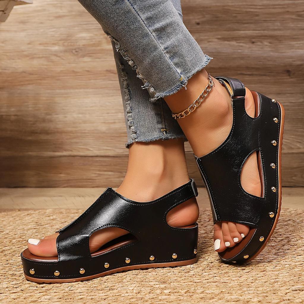 Fashion Women Sandals Summer Platform Wedge Sandals Women Rubber Sole Buckle Peep Toe Elegant Woman Shoes Large Size Sandalias De Mujer