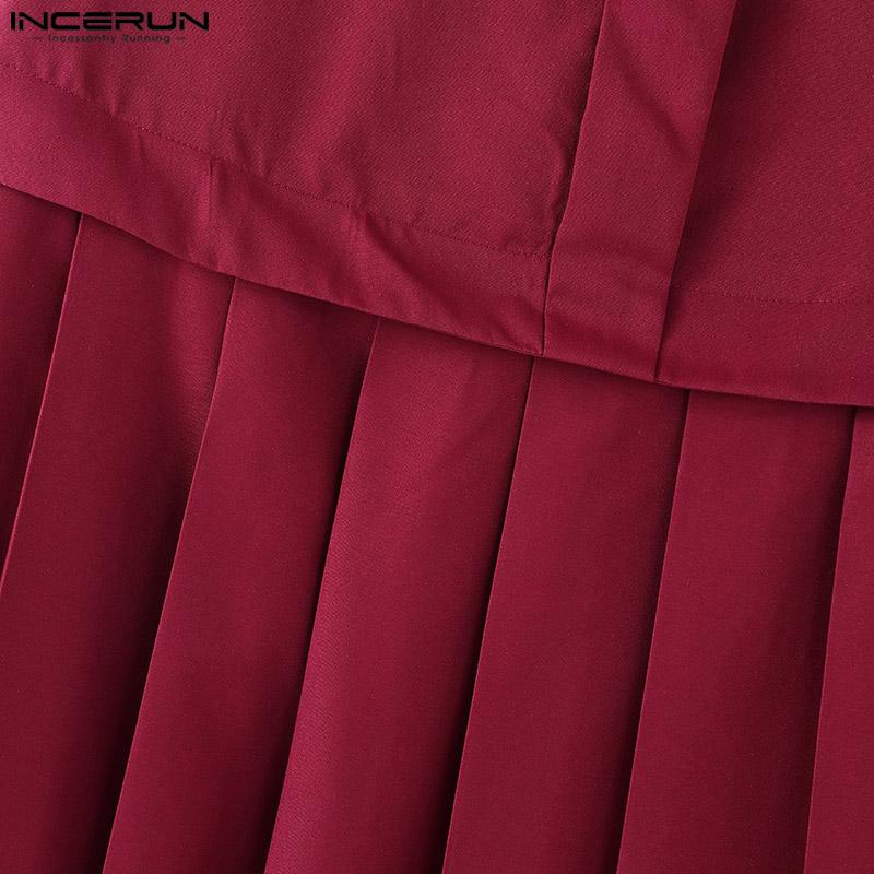 INCERUN Pánské skládané sukně s vysokým pasem a velkým výstřihem na zip