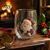 Lead Free Soda Lime Glass Christmas Cocktails Glass, Santa Snowman Reindeer Tree Design Tumbler, 300ml Lead-free Festive Seasonal Tumblers Holiday