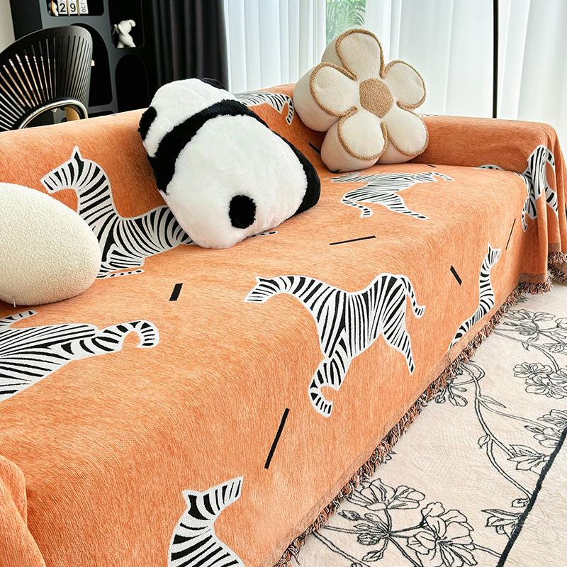 Zebra Sofa Full Cover Cloth New Chenille Sofa Towel Four Seasons Universal Cushion Cover Full Cover