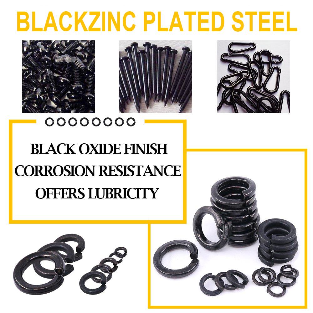 410 Black Plated Open Spring Washers Lock Elastic Joints, 8 Sizes M2/M2.5/M3/M4/M5/M6/M8/M10 Washer Sleeve Sets