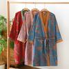 Robe da notte in garza a doppio strato di cotone intrecciato a colori di alta qualità, jacquard primaverile, lunghezza media, kimono accappatoio per donna